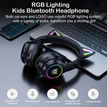Audifonos Gamer Onikuma Original B90 Con Orejas Negra Bluetooth Rgb